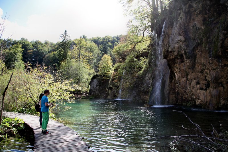 Turquoise cascade and pool at Plitvice Lakes National Park
