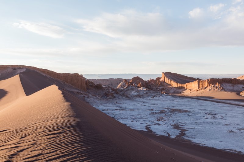 Dune and rock formations of Valle de la Luna in Chile's Atacama Desert