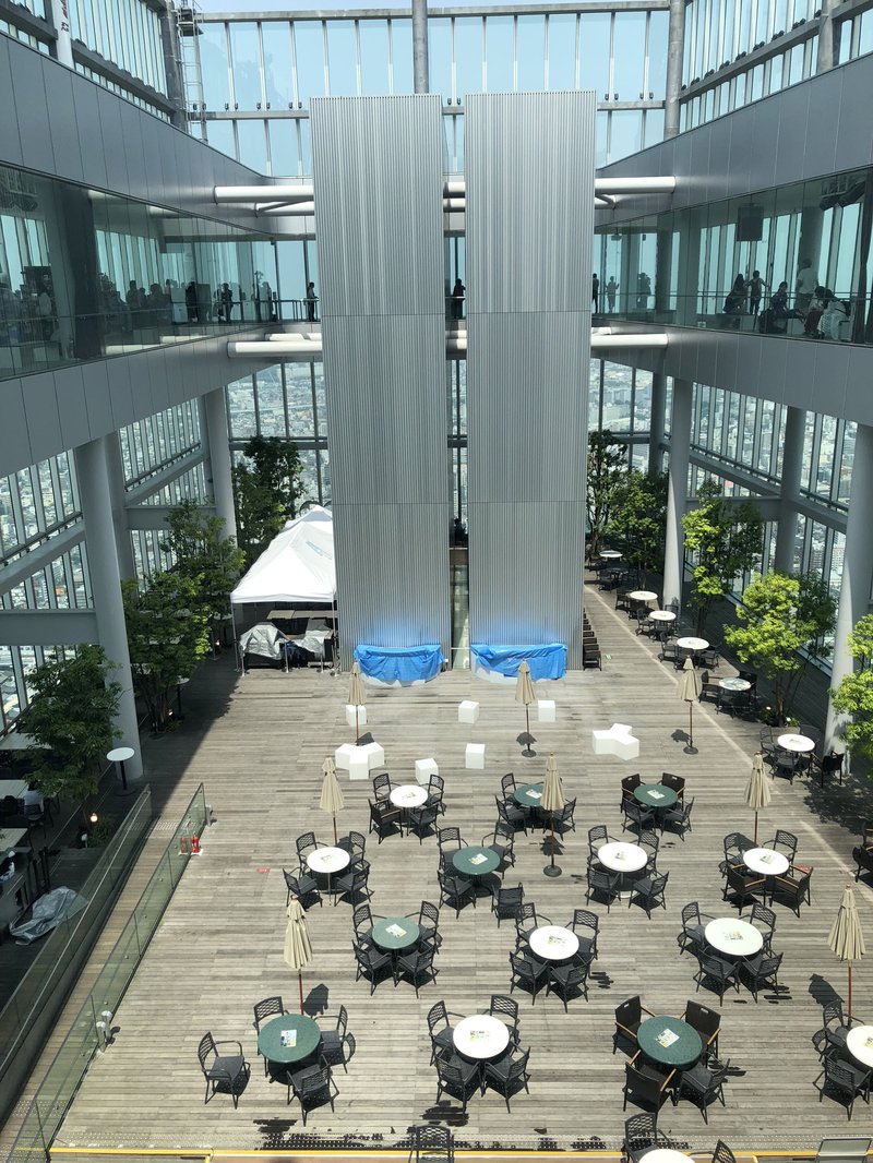 The open-air Sky Garden atrium at the top of Abeno Harukas