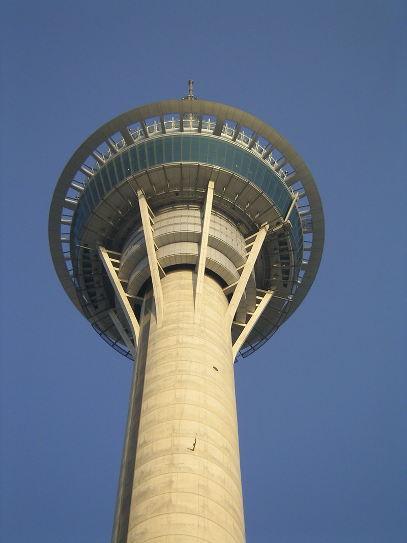 Macau Tower rising above the Pearl River Delta