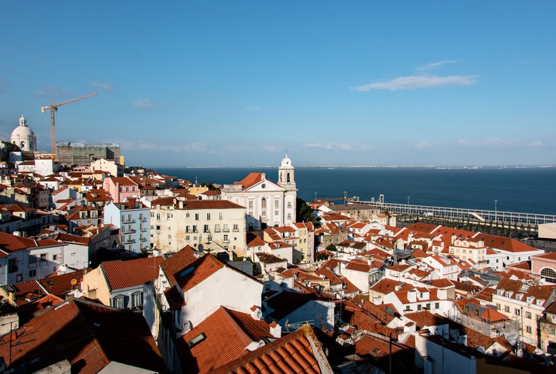 Miradouro de Santa Luzia terrace overlooking Alfama's rooftops