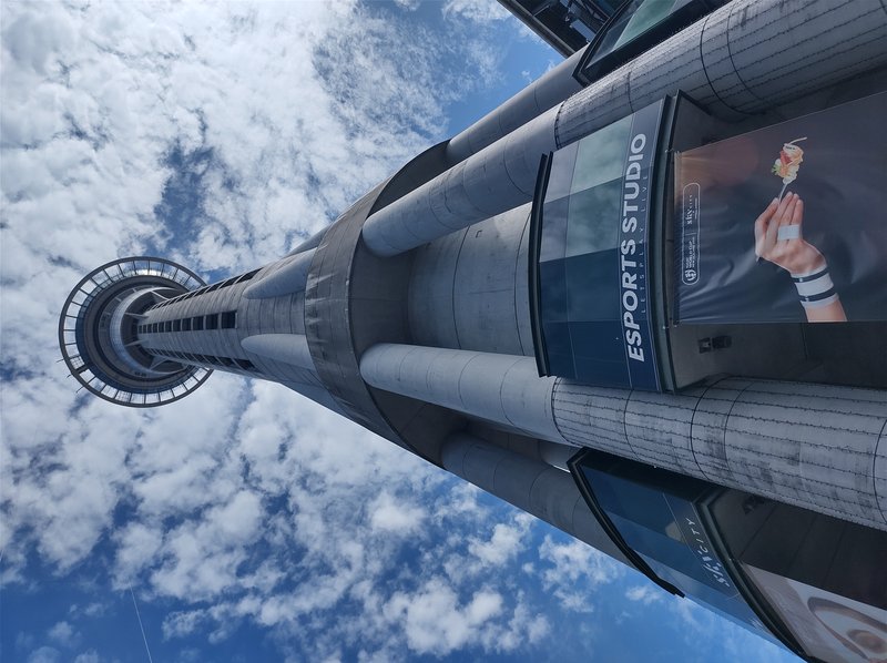 Sky Tower rising above central Auckland