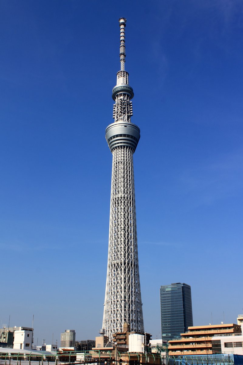 Tokyo Skytree broadcasting tower rising above the Sumida district skyline