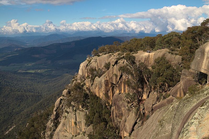 The granite escarpment of Mount Buffalo above the Ovens Valley, Victoria