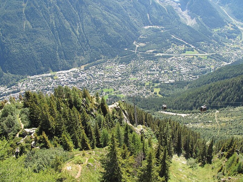 The Chamonix valley seen from the Planpraz station on the Brévent