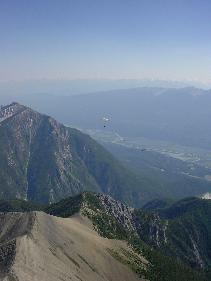 Paraglider above the Columbia Valley at Mount 7, Golden, British Columbia