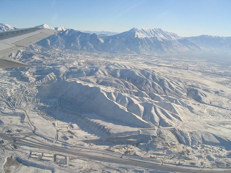 The Traverse Mountains ridge at Draper, Utah, known to pilots as Point of the Mountain