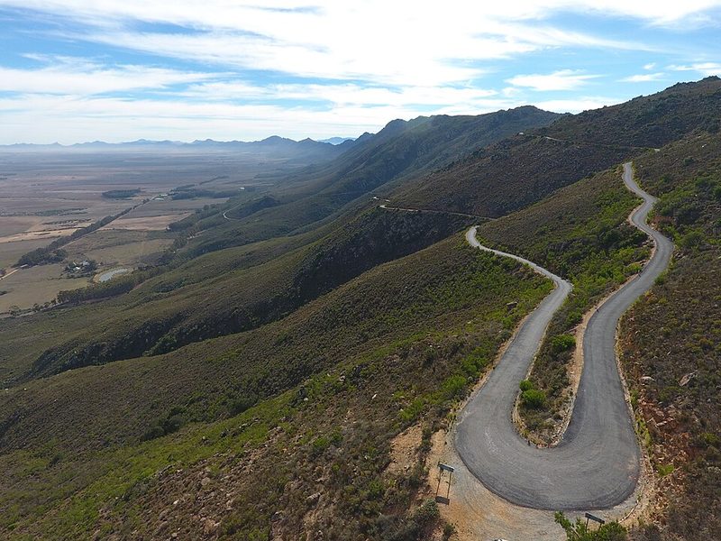 The Dasklip Pass road above the Swartland plain near Porterville