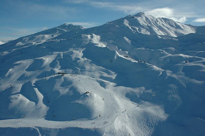 Coronet Peak ski field above the Wakatipu basin, Otago
