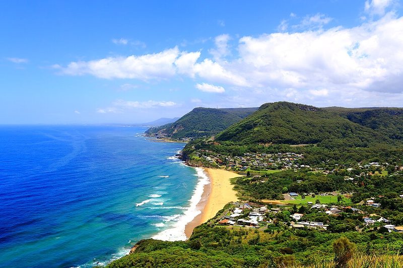 Bald Hill lookout above Stanwell Park and the Sea Cliff Bridge, New South Wales