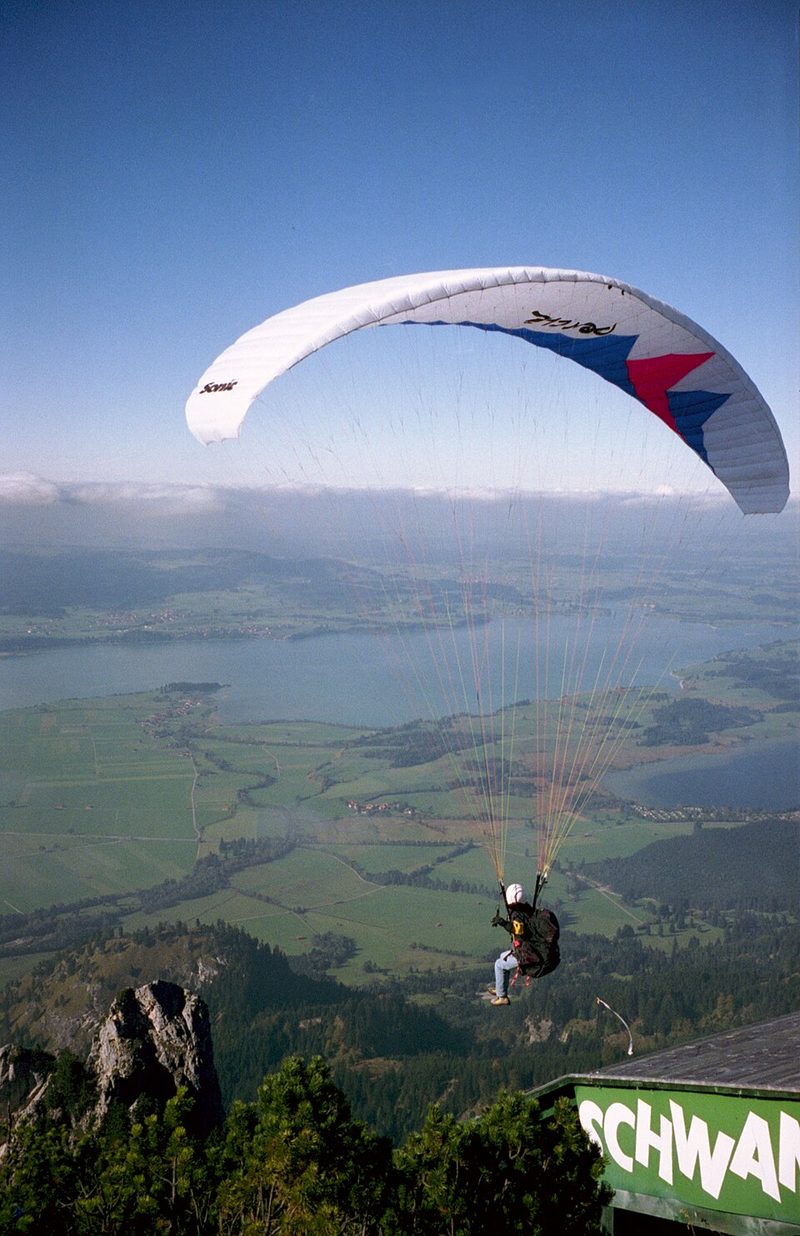 Paraglider above the Tegelberg at Schwangau, Bavaria