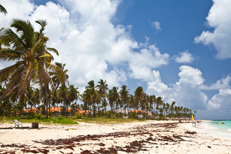 Turquoise Caribbean water and white sand beach at Punta Cana, Dominican Republic