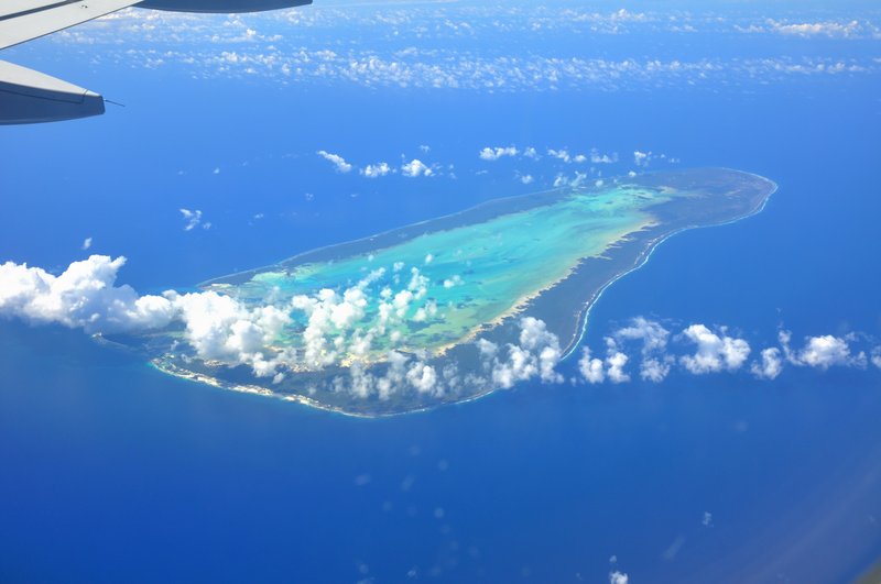 Aerial view of Aldabra Atoll's lagoon, Seychelles