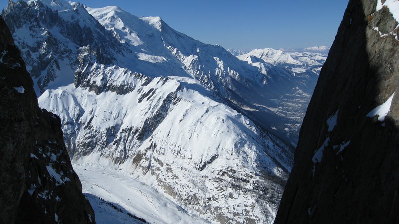 Chamonix valley beneath Mont Blanc in the French Alps