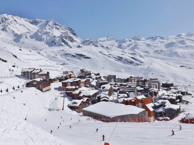 Val Thorens ski village above the treeline in the French Alps