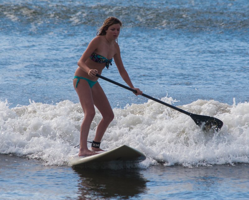 Paddle surfing in Hanalei Bay, Kauai
