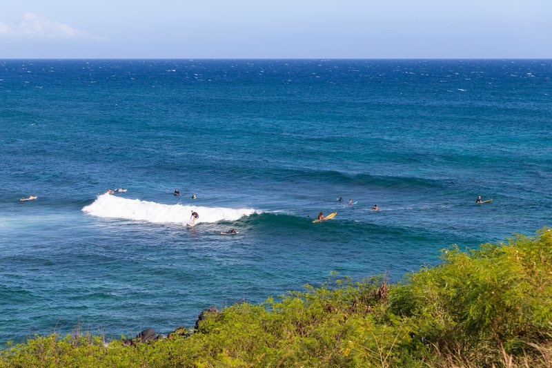 Surfing at Ho'okipa Beach, Maui
