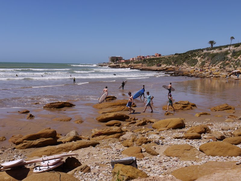 Beach at Taghazout fishing village, Morocco