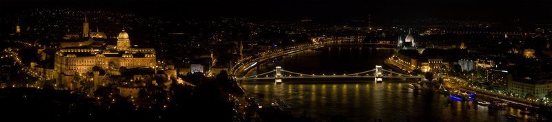 Budapest panorama from Gellért Hill with the Danube and Chain Bridge