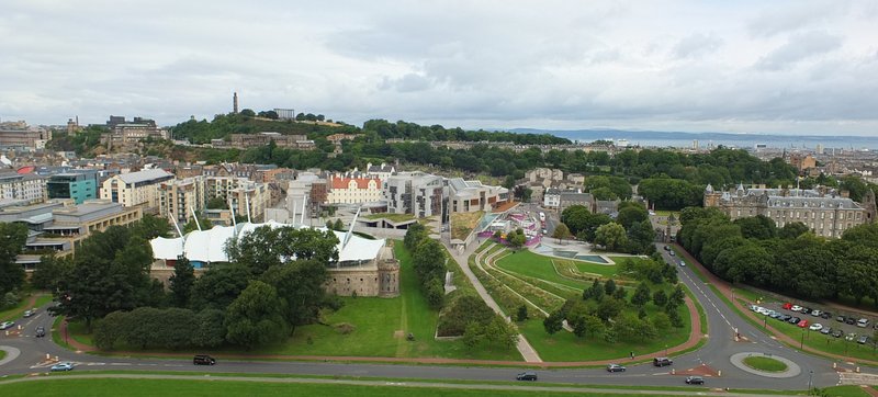 Edinburgh skyline from Salisbury Crags with the castle and Old Town