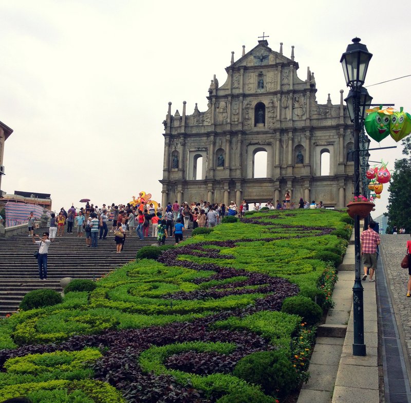 The Ruins of St. Paul's facade rising above Macau's historic centre