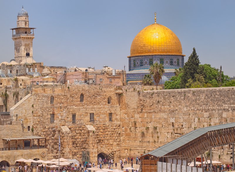 Dome of the Rock and Western Wall on the Temple Mount in Jerusalem