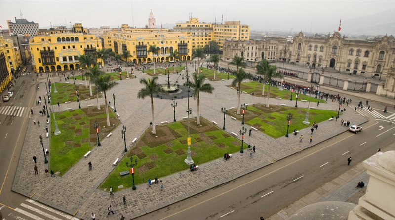 Plaza Mayor de Lima with the Cathedral and Government Palace
