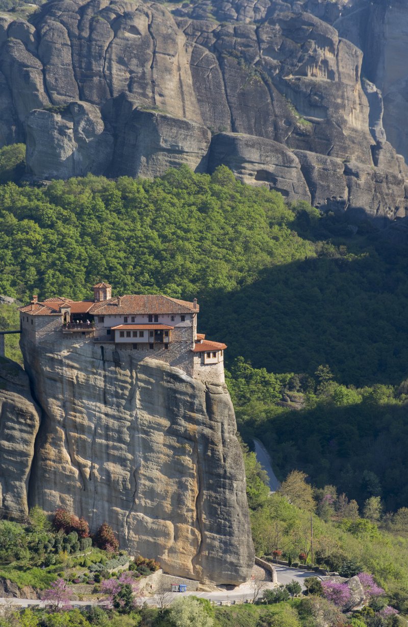 Meteora monasteries perched on top of towering rock pillars in Thessaly