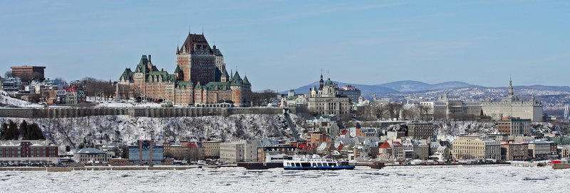 Panoramic view of Old Quebec City with the Château Frontenac on the bluff