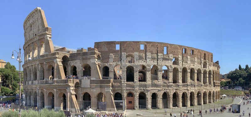 Panoramic exterior view of the Colosseum in Rome