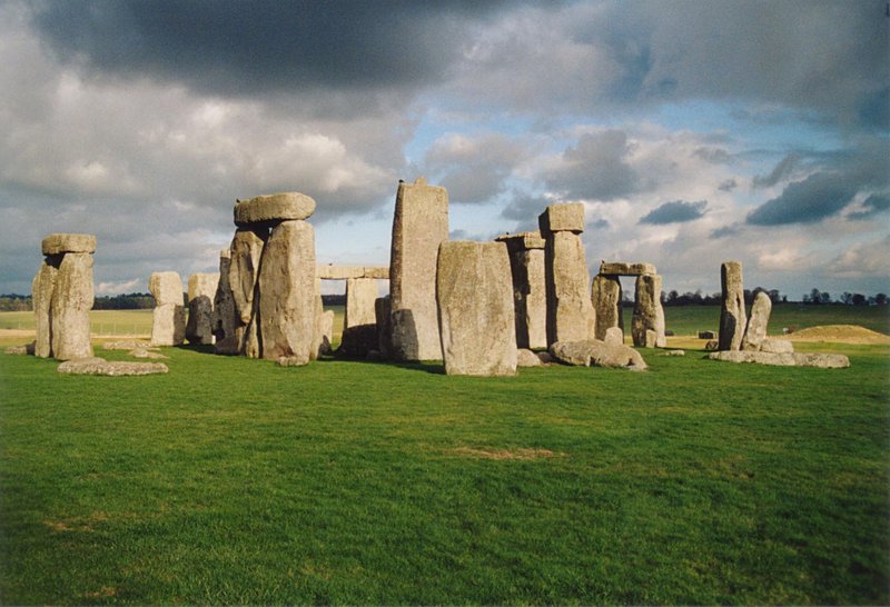 Stonehenge's ancient standing stones on Salisbury Plain at dusk
