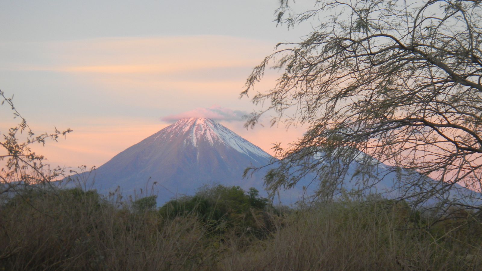 Golden-hour sunset over San Pedro de Atacama in the Atacama Desert, Chile