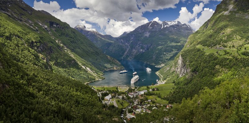 Geirangerfjord viewed from Flydalsjuvet viewpoint, Geiranger, Norway