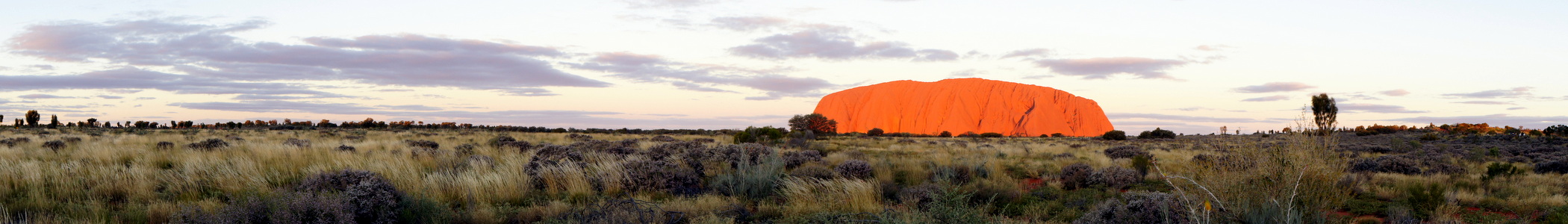 Uluru glowing at sunset in the Central Australian desert