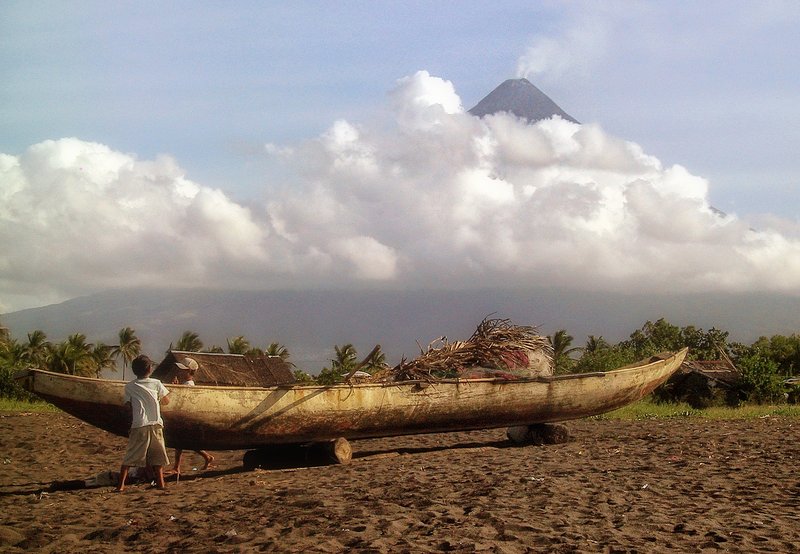 Mayon Volcano's perfect cone in Albay province, Philippines
