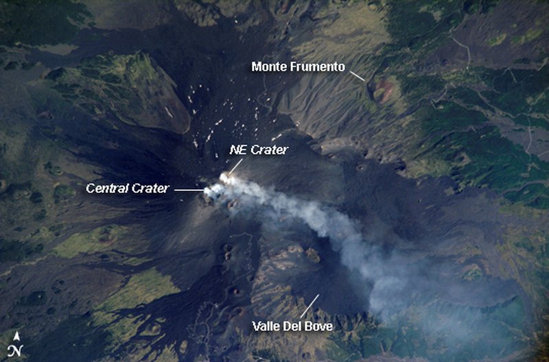Mount Etna seen from the International Space Station above Sicily