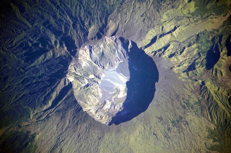 Mount Tambora's vast caldera on Sumbawa Island, Indonesia