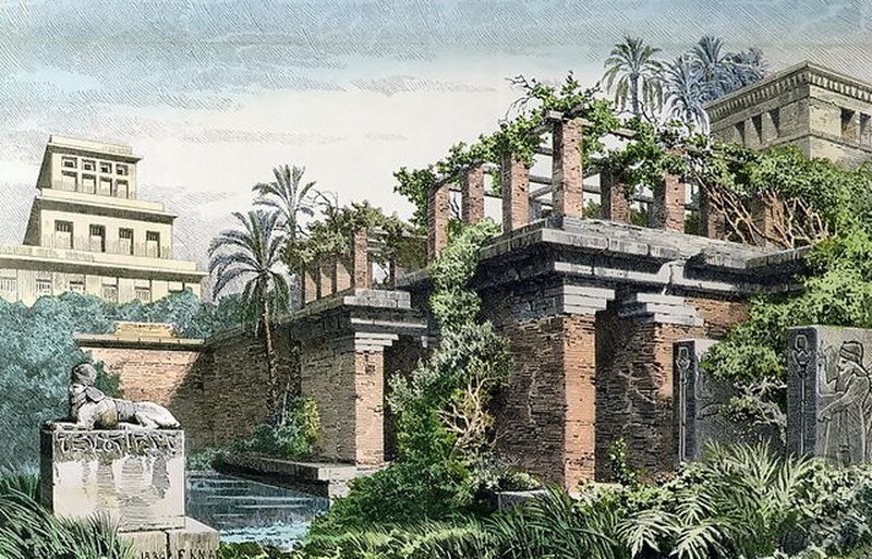 1886 painting by Ferdinand Knab depicting the Hanging Gardens of Babylon