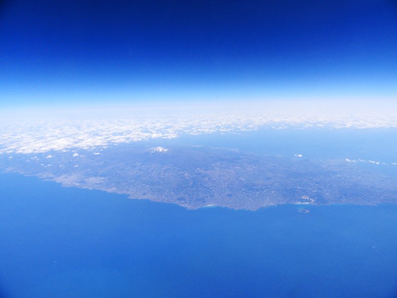 Aerial photograph of Jeju Island's volcanic coastline in South Korea