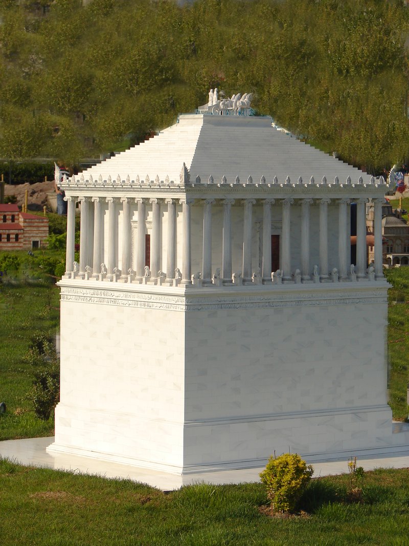 Scale model of the Mausoleum at Halicarnassus at Miniaturk park in Turkey