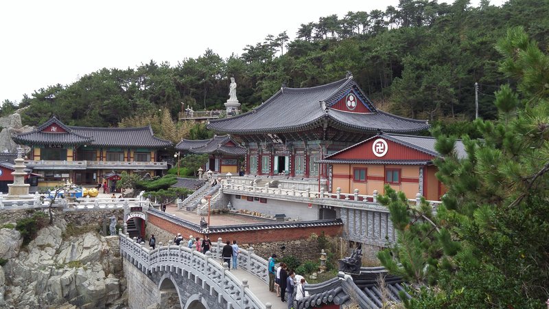 Haedong Yonggungsa Temple perched on a clifftop above the East Sea in Gijang-gun