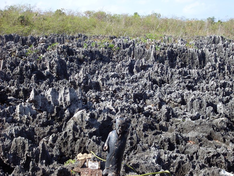 Jagged black ironshore limestone formations at Hell, West Bay, Grand Cayman