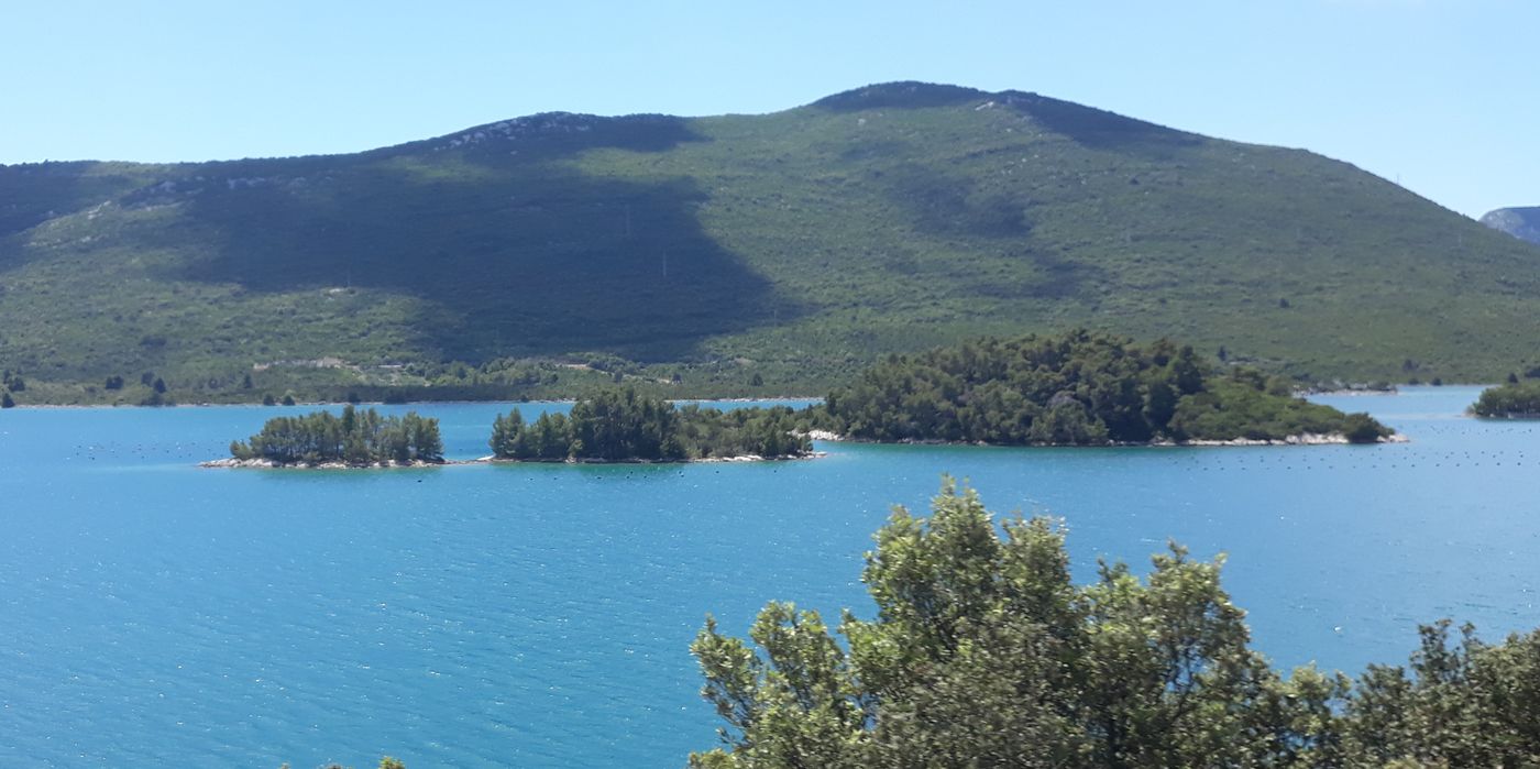 Sheltered bay of Mali Ston with oyster beds