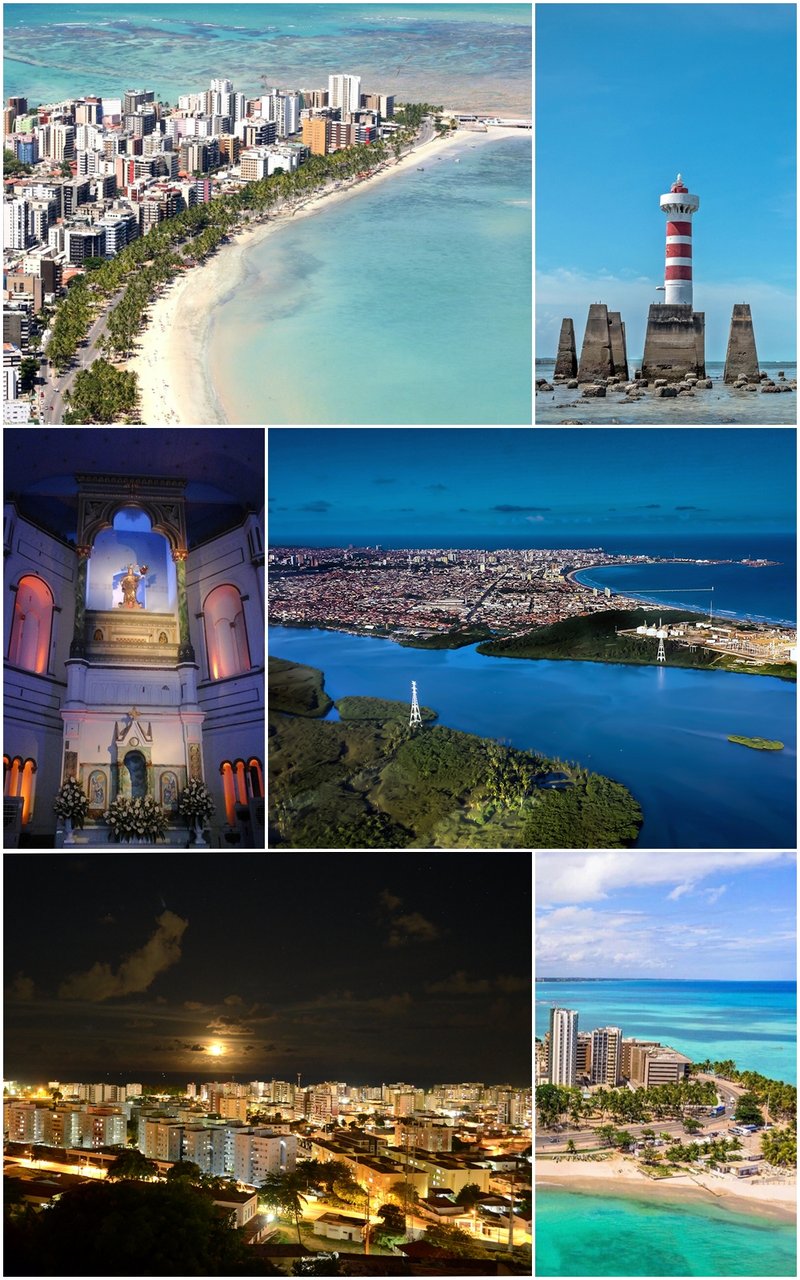 Panoramic view of Maceió from Mirante São Gonçalo, showing Lagoa Mundaú and the Atlantic coast