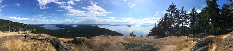 Panoramic view from Turtleback Mountain Peak, Orcas Island