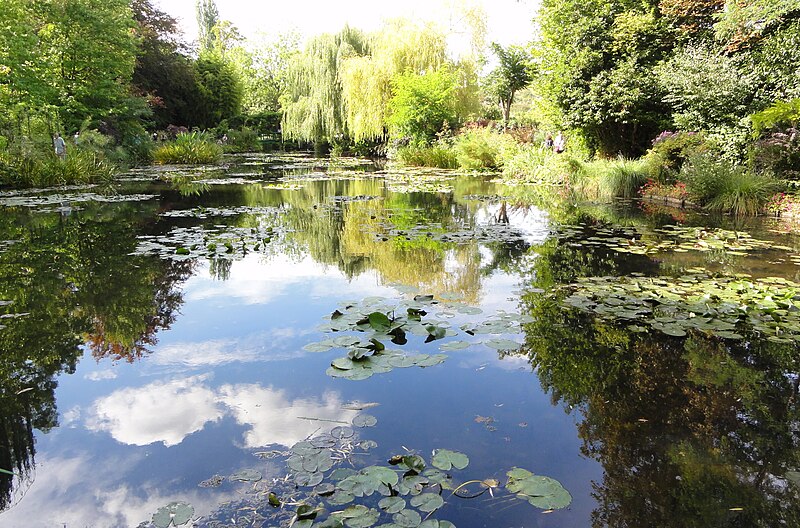 Giverny garden with water-lily pond and Japanese bridge