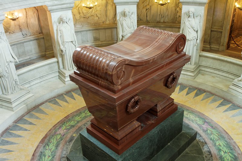 Napoleon's red quartzite sarcophagus under the Dôme des Invalides