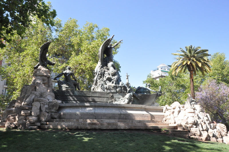 Fuente Alemana fountain in Parque Forestal with century-old plane trees