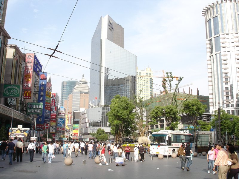 Nanjing Road pedestrian street Shanghai lined with shops and crowds