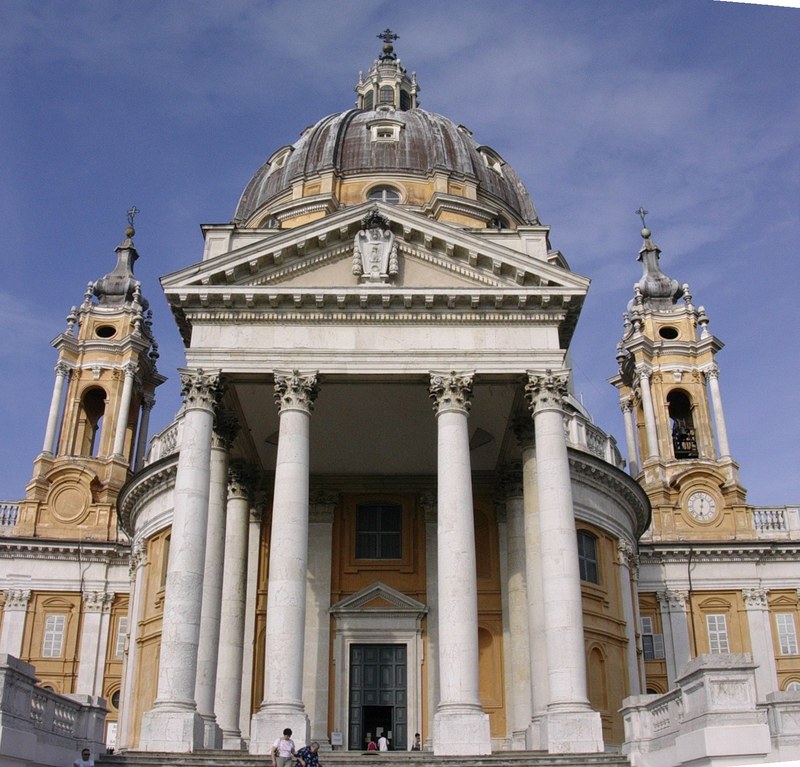 Superga Basilica façade on the hill above Turin